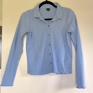 Art Class blue long sleeve button up, ribbed size 14/15 girls